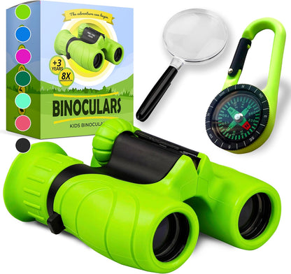 Binoculars for Kids – Perfect Toy for Little Boys and Girls – Extensive Set Incl. Magnifying Glass & Compass – Powerful Magnification 8X21 – 3 to 12 Year Old Kids for Toddler