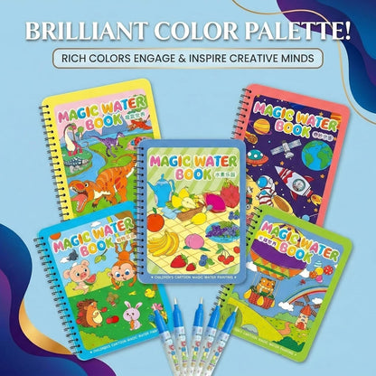 NYXTOB 8pcs Magic Water Book, Magic Water Painting Book, Paint with Water Books for Toddlers 1-3, 8 Painting Themes