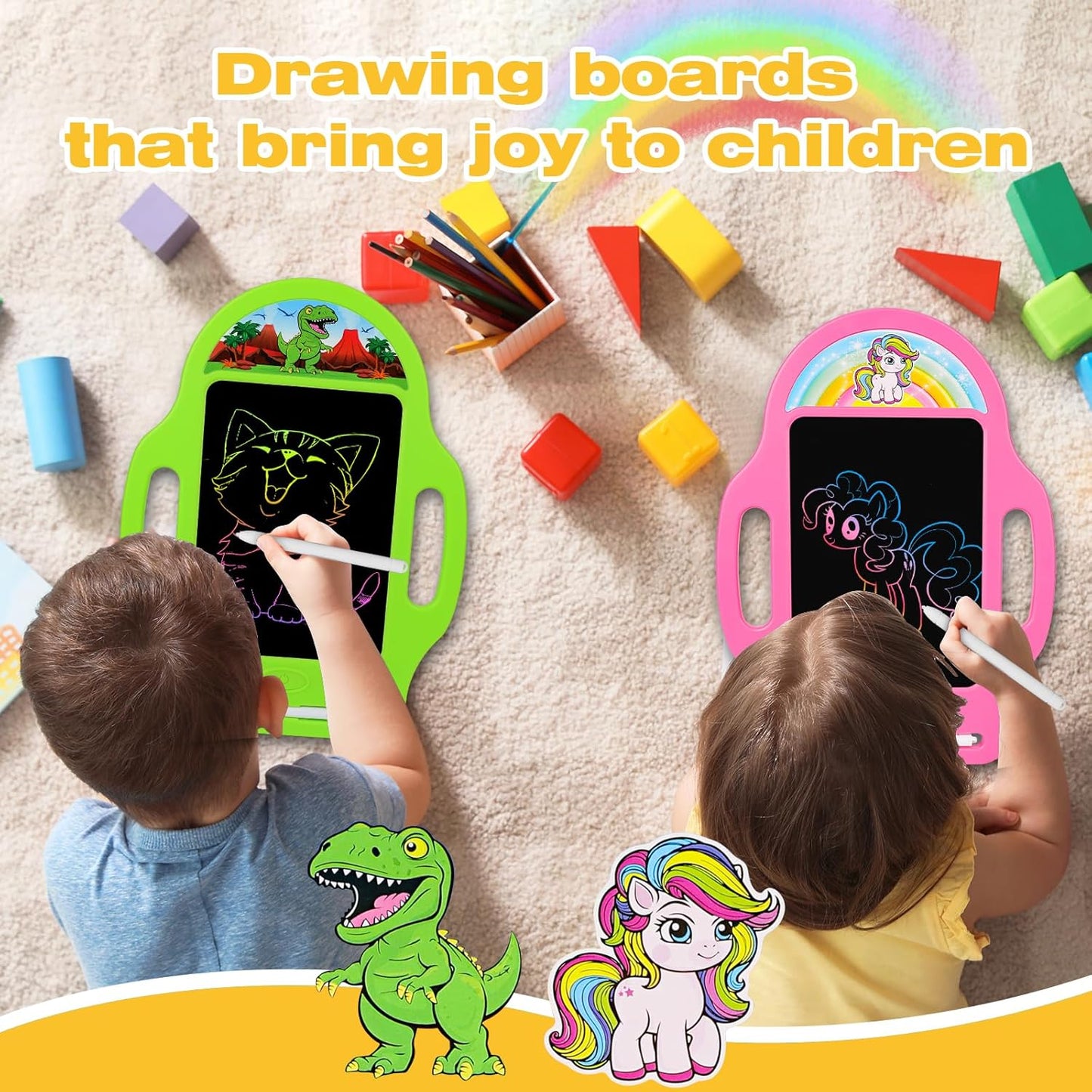 Unicorn 8.5 Inch LCD Writing Tablet for Kids 2-6, Drawing Tablet Doodle Board with Handle, Travel Car Toy for Girls, Educational Sketch Pad Birthday Christmas Gift