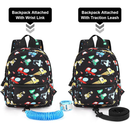 Accmor Toddler Backpack Leash, Mini Child Backpack with Anti Lost Wrist Link, Cute Kids Backpack Leash Walking Harness for Outdoor Travel, Small Excavator Backpack Tether for Baby Boys Girls Ages 1-3