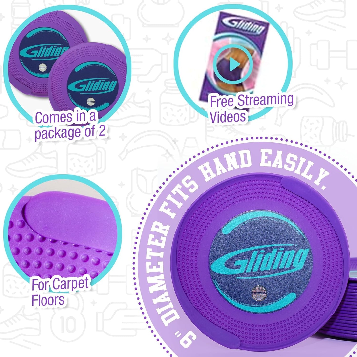 Gliding Discs for Working Out - Exercise Sliders for Carpet & Hardwood Floors 1 Pair, Authentic Workout Sliders Disc for Full Body Resistance Workout, Includes 4 Streaming Video Workouts