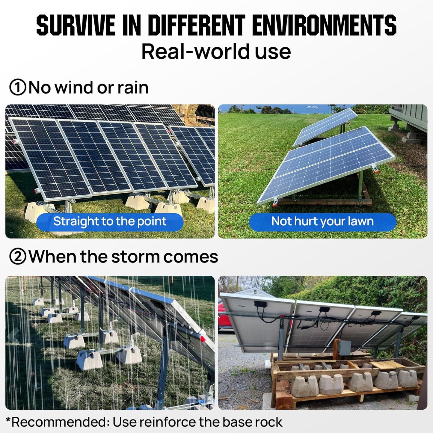ECO-WORTHY Upgraded Solar Ground Mount Adjustable Multi-Pieces Solar Panel Mounting Brackets Kit System for 4pcs 200W/3pcs 300W/2pcs 400W Solar Panels for Ground,Open Space, Cabins and Backyard Sheds