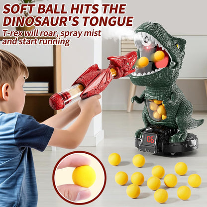 JUKUDAHU Dinosaur Shooting Boy Toys for Kids Age 3 4 5 6 7 8 - Moveable Shooting Game with Scoreboard, Light and Sound, 12 Foam Balls, Boy Toddler Toys 5-7 6-8 8-10, Competition Game Gifts (Green)