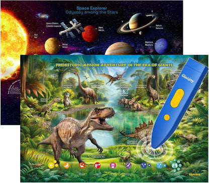 Bilingual Interactive Solar System Poster for Kids – Educational Talking Space Poster for Kids Aged 3-12, STEM Learning Toy, Ideal for Classroom & Home, Space-Themed Wall Decor