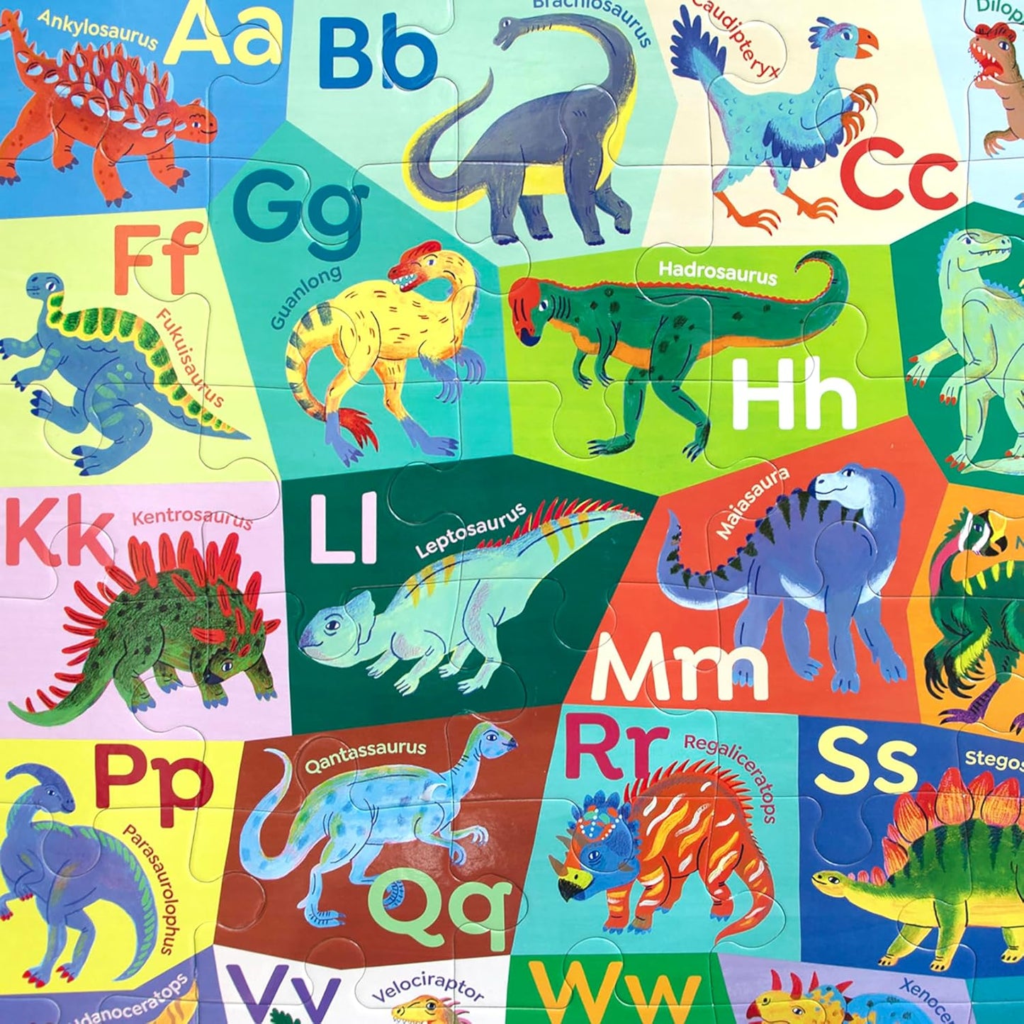 eeBoo 36 Piece Giant Floor Puzzle - Dinosaur Alphabet Children's Puzzle ABC & Dino Themed, Large Pieces for Small Hands to Develop Motor Skills
