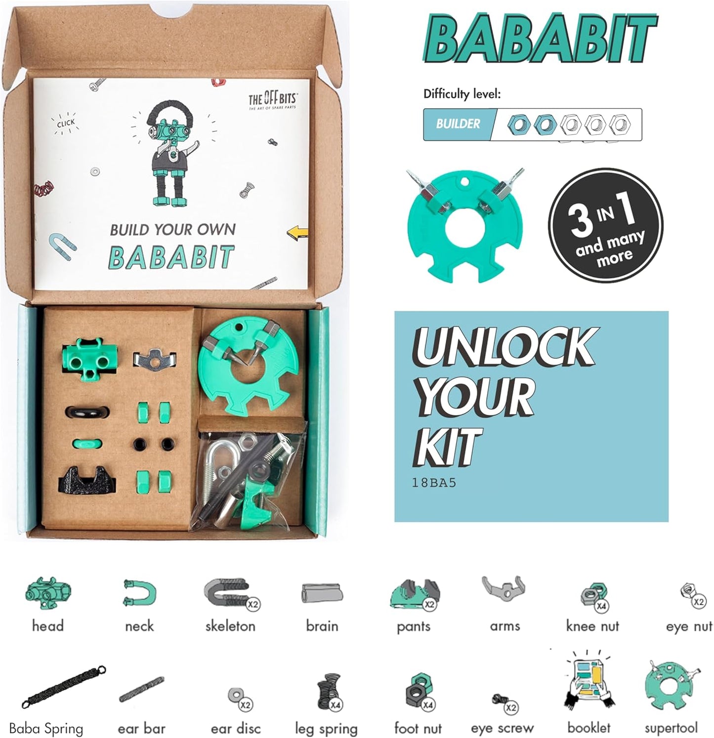 The Off Bits CareBit Build Your Own Robot Toy Construction Set, Educational Gift STEM Activities Learning Kit, Creative Build and Play Model Kit Steam Toys for 6 7 8 9 10+ Year Old Boys & Girls