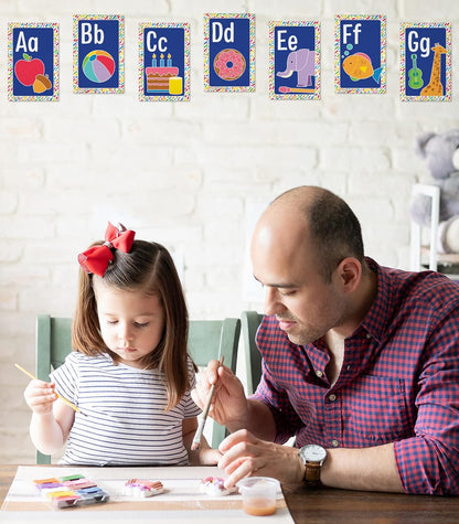 Carson Dellosa Education 26 pc Set of ABC Bulletin Board Decorations aids early learning with bright alphabet visuals and sight word images that help toddlers build strong foundational sound skills.