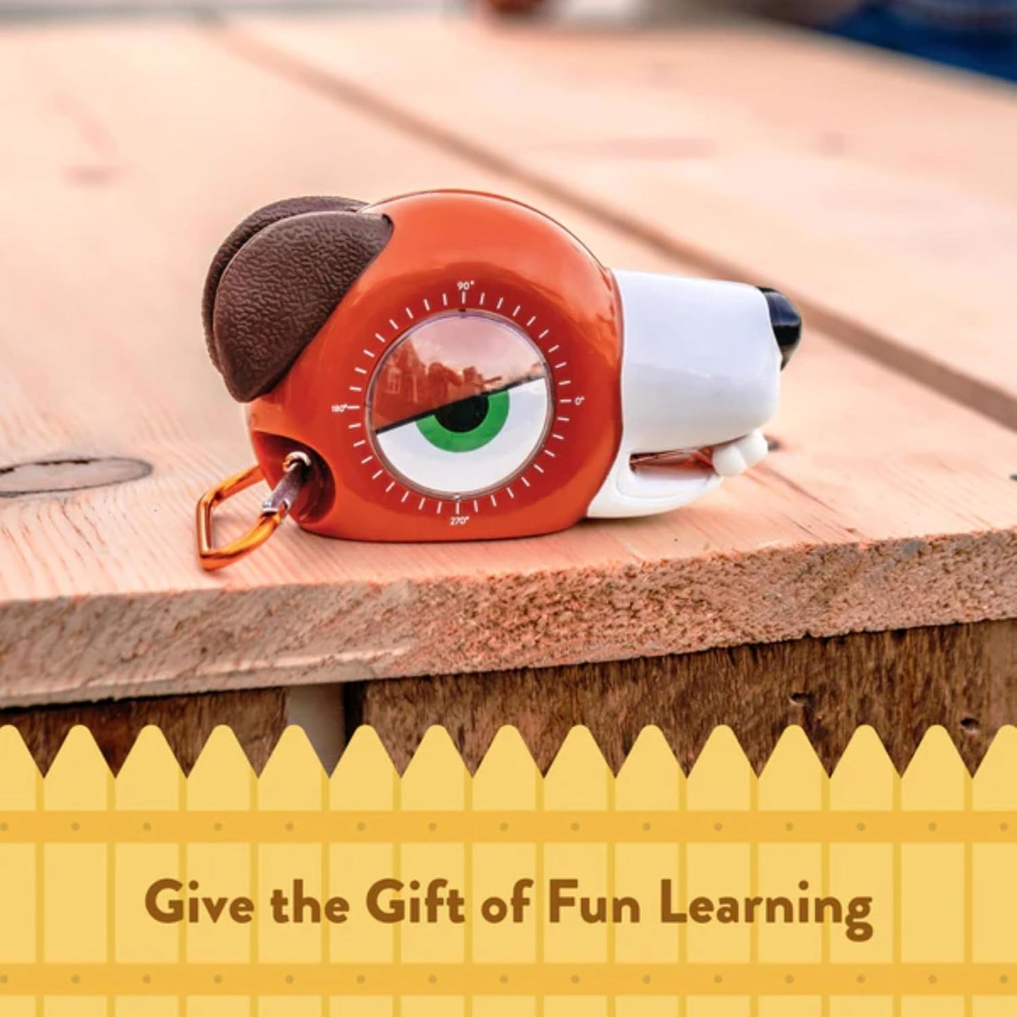 Handy Famm Roscoe the Dog 4-in-1 Kids Tape Measure with Adjustable Level Eye, Angle Finder & Eraser Ears – Montessori STEM Educational Toy for Children Ages 3+, Real Measuring Tool for Learning