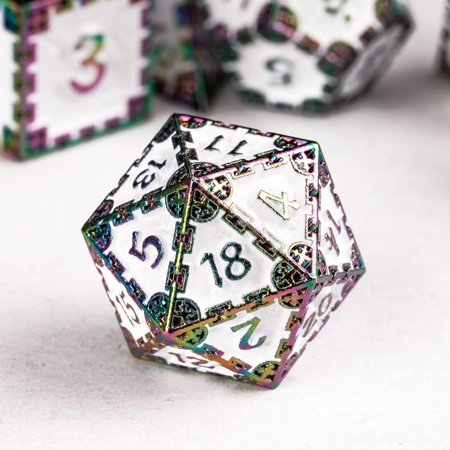 UDIXI Steampunk Metal Dice Set, 7 Die Polyhedral DND Dice Set for D&D Role Playing Game and Math Teaching (Ancient Copper)