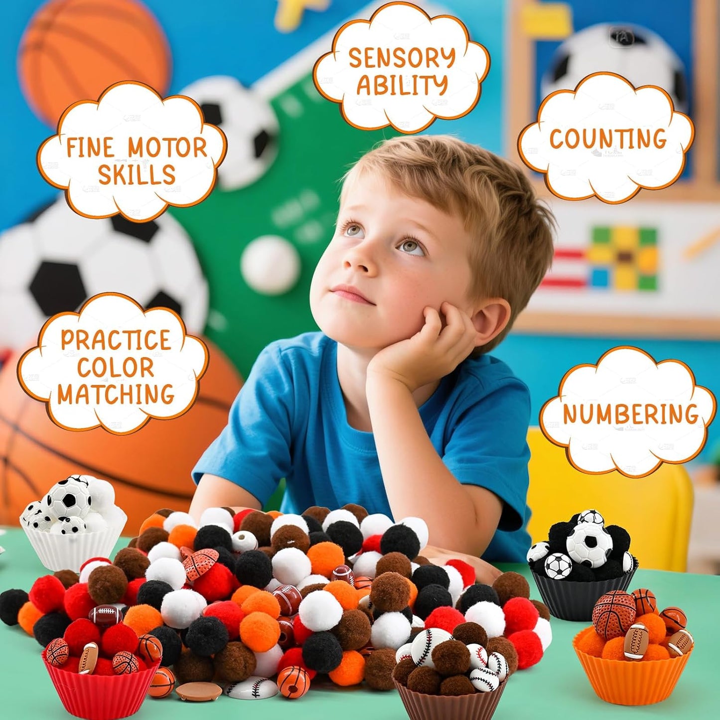 270 Pcs Numbers and Letters Sensory Bin Items Back to School Counting Sorting Sensory Bin Filler Fine Motor Numbers and Letters Geometric Figure Counts for Easter Spring Summer Sorting