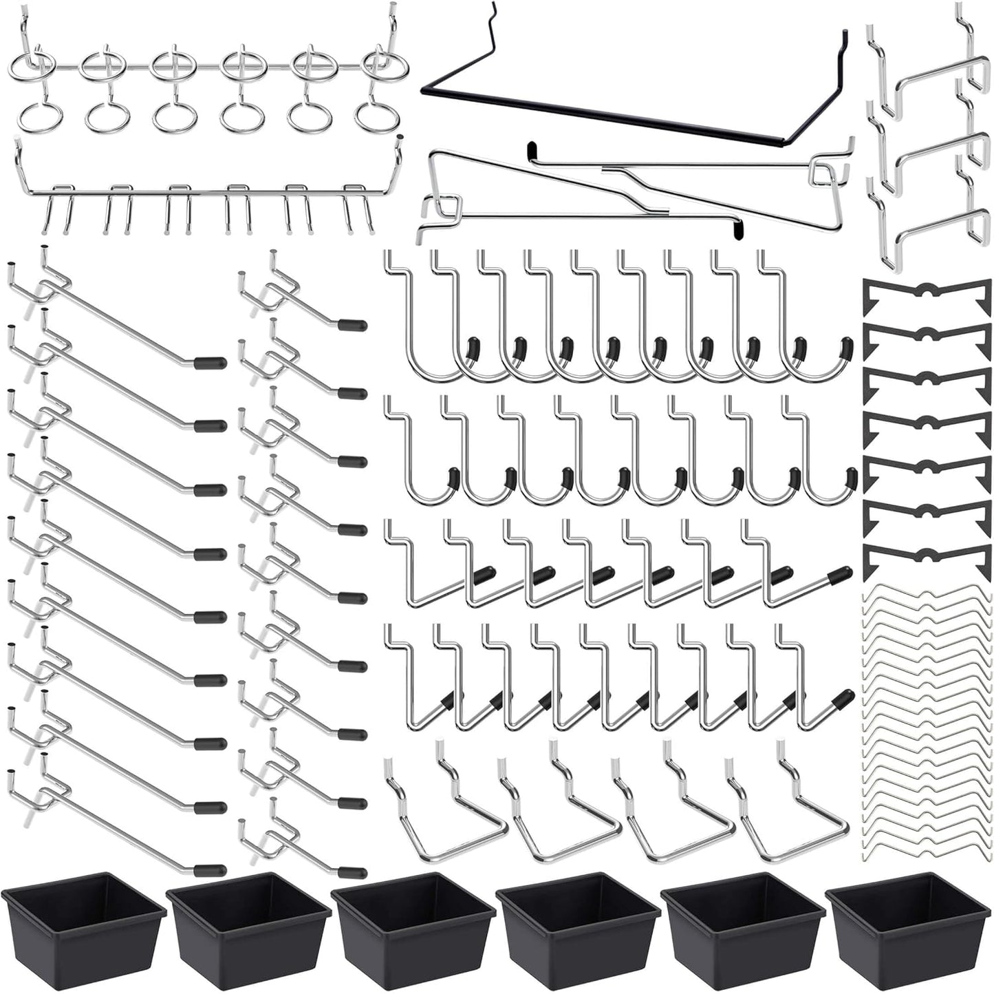 Pegboard Hooks, with Bins, Peg Locks, for Organizing Various Tools, 188 PCS, 80 of Which are Locks