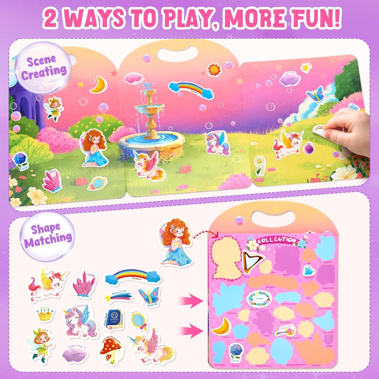 JoyCat Reusable Sticker Book Set (3-Pack): Farm, Pizza-Making, Weather - 90 Pcs Stickers for Toddlers, Kids Sticker Activity Book, Road Trip Travel Toys, Birthday Gifts for Boys and Girls