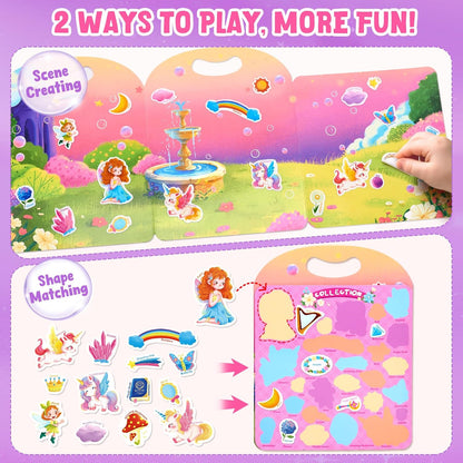 JoyCat Reusable Sticker Book Set (3-Pack): Farm, Pizza-Making, Weather - 90 Pcs Stickers for Toddlers, Kids Sticker Activity Book, Road Trip Travel Toys, Birthday Gifts for Boys and Girls