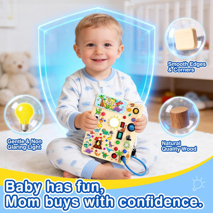 Grarain Busy Board for Toddlers - Montessori Educational Toy for 1-3 Year Old Boys & Girls | Travel-Friendly Sensory Learning Activity | Ideal for Kids with Autism(Clocks Busy Board)