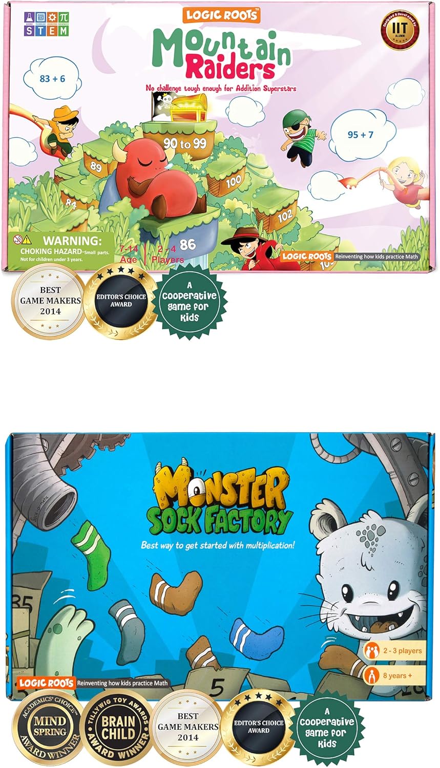 Monster Sock Factory Multiplication and Division Game - Fun Math Board Game for 6-10 Year Olds, Easy to Play STEM Toy for Kids at Home, Learning Gift for Girls & Boys, Grade 1 and Up