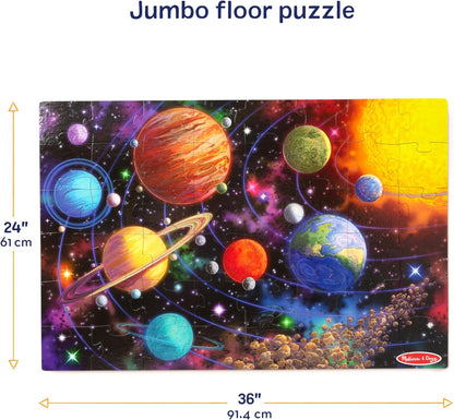 Melissa & Doug Solar System Jumbo Floor Puzzle, 48-Piece Space-Themed Jigsaw Puzzle with Planet Guide, 3 x 2 Foot Kids Puzzles for Toddlers Ages 3+ (No Text on Puzzle)