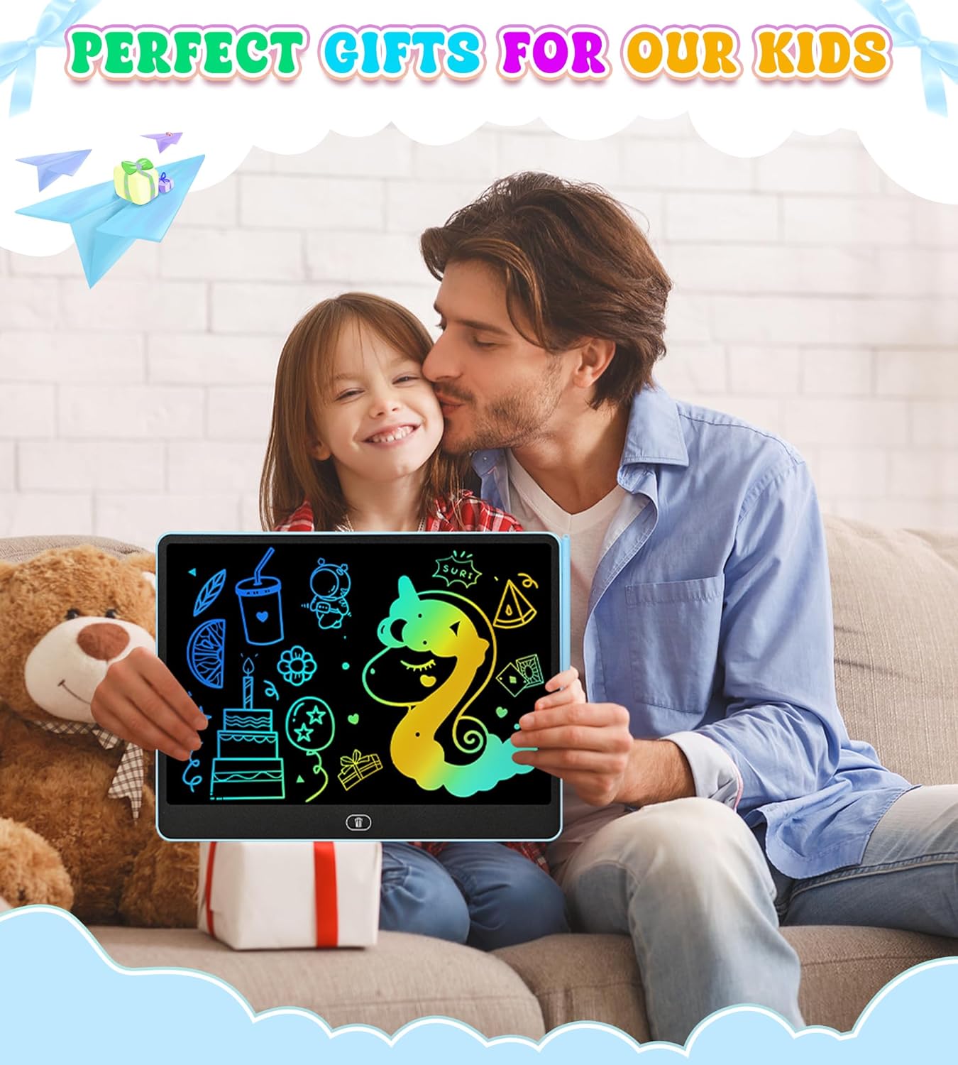 LCD Writing Tablet for Kids, 15 Inch Colorful Electronic Doodle Board for Kids Age 3+ Toys Christmas Birthday Erasable Drawing Tablet Toddler Learning Toys