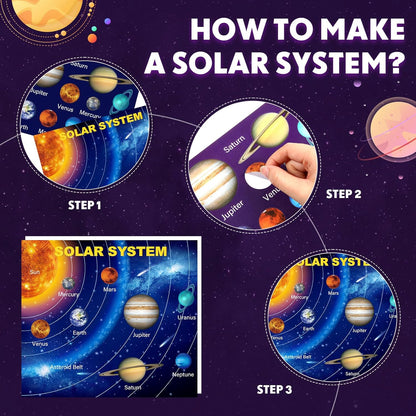 24 Set 48 Sheets Planet Craft Kits Waterproof Space Stickers DIY Make Your Own Solar System Stickers for Crafts Reward Game Activities