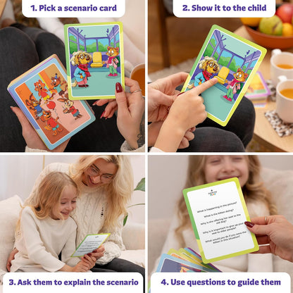 Who What Why Emergency & Safety Conversation Cards for Kids – Social Skills & Critical Thinking Game – Safety Awareness, Decision-Making & Communication Cards, Speech Therapy & SEL Tool, Ages 4+