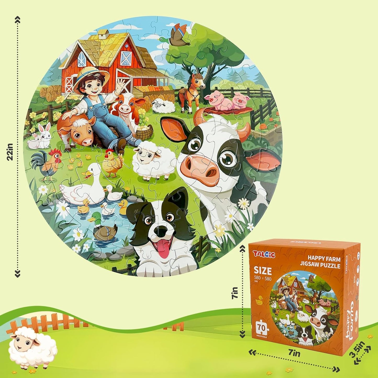 TALGIC Puzzles for Kids Ages 4-6 with Solar System Planets, 70 Piece Round Large Kids Floor Puzzles for Ages 3 4 5 6 7 8, Educational Toy Gift Jigsaw Puzzles for 5 Year Old Boys Girls