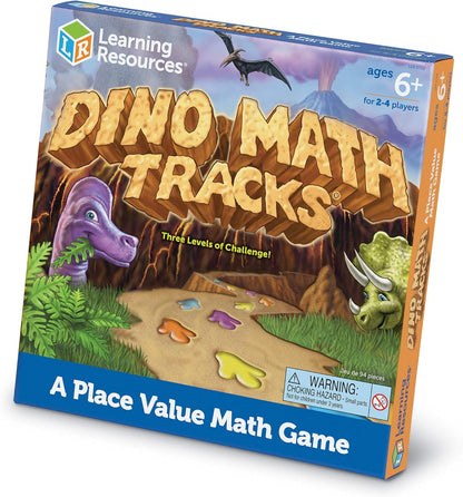 Learning Resources Dino Math Tracks Game - Math Manipulatives, Montessori Board Game, Addition and Subtraction, Counting Literacy Toys, STEM for Kids, Critical Thinking, Gifts for Boys and Girls
