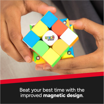 Rubik’s Cube, 3x3 Magnetic Speed Cube for Super Fast Solves, Twisting Fidget Toy, Challenging Brain Teaser & Sensory Puzzle for Adults, Teens, & Kids, for Ages 8 & Up