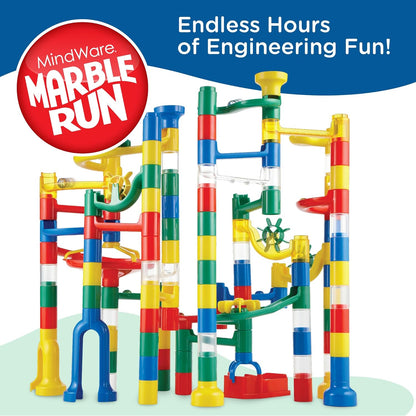 MindWare Marble Run: 123 Piece Set (103 Durable Pieces and 20 Marbles) STEM Building Set for Kids
