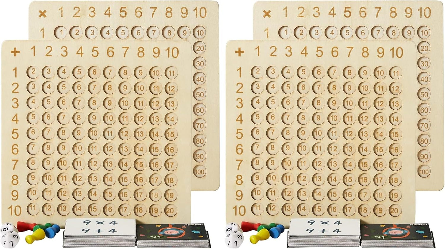 Asweets 2 in 1 Wooden Montessori Multiplication Addition Board Game Montessori Toy Educational Math Table Board Game Double-Sided Boards for Toddlers and Preschool Gifts for Kids
