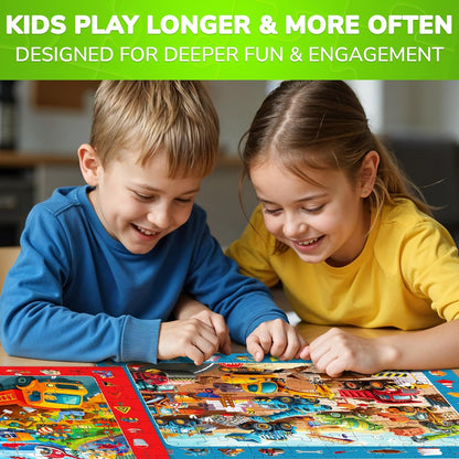 QUOKKA 100 Piece Puzzles for Kids Ages 4-6 - 4 Jigsaw Puzzles for Kids Ages 6-8 - Search and Find Game with Animals, Dinosaurs for Childrens 5-8 - Learning Educational Toys for Boys and Girls 8-11