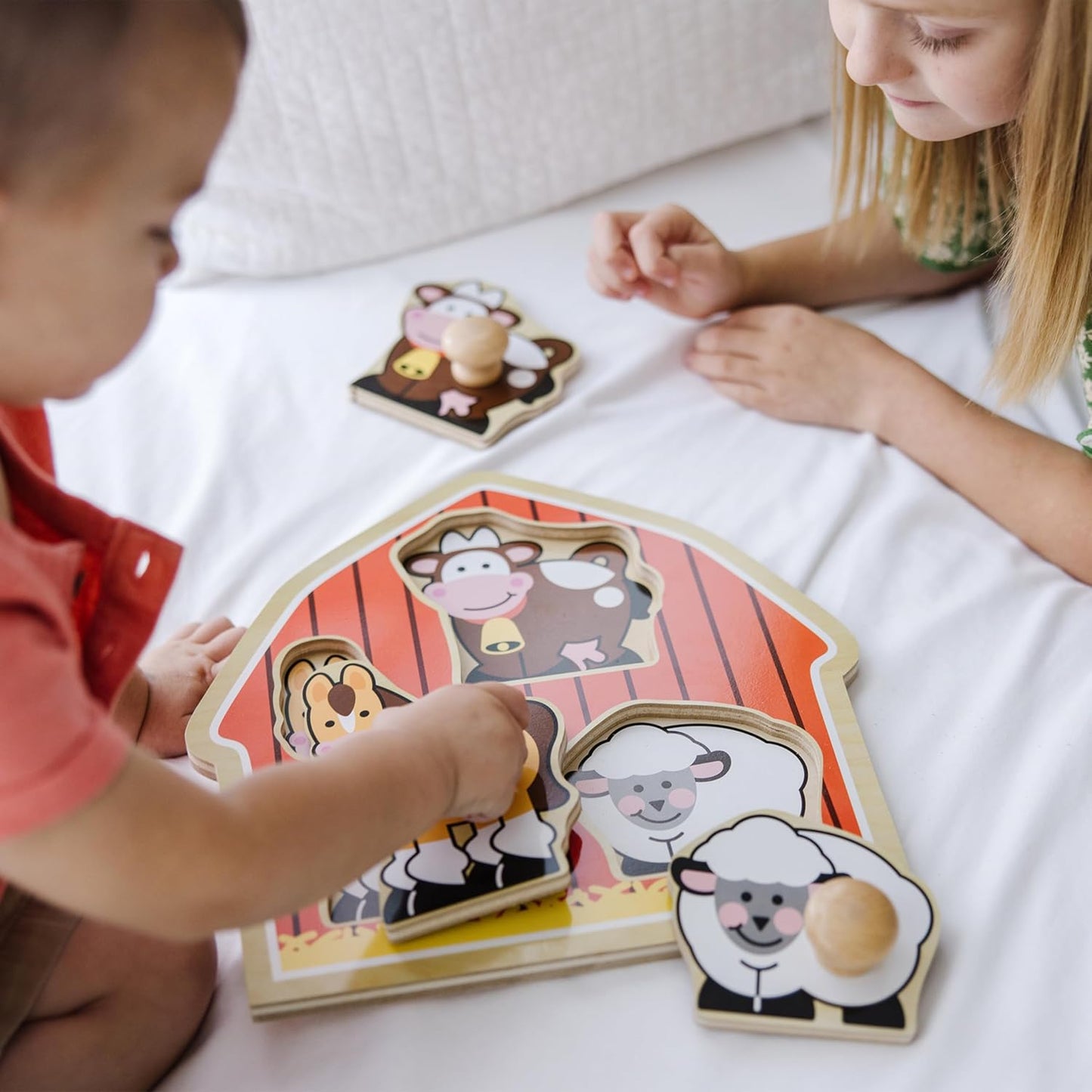 Melissa & Doug Pet Animals Jumbo Knob Puzzle, Wooden Peg Puzzle for Toddlers, Educational Toy for Shape Recognition and Fine Motor Skills, Ages 1+