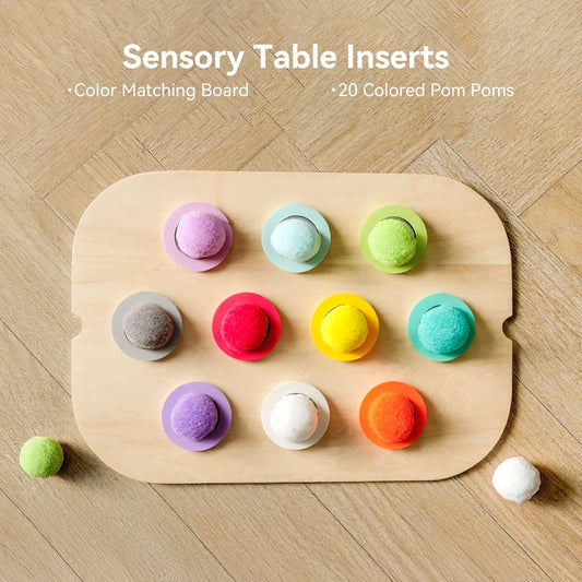 IEATFO 3-Pack Wooden Sensory Boards - Sensory Table Large and Small Storage Box Inserts - Pegboard, Size & Color Cognitive Boards - Accessories Include Wooden Pegs, Elastics, Pompoms