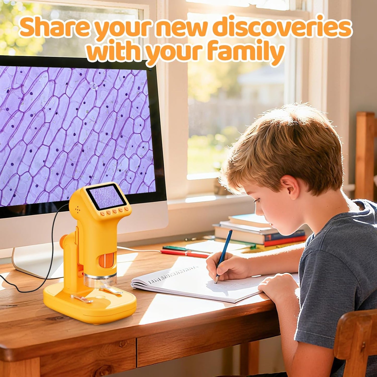 1600X Microscope for Kids, 4K 2.0" Screen Kids Microscopes with Slides Kit Microscope for Toddlers Christmas Birthday Gifts Toys for 3-14 Year Old Children Students (White)