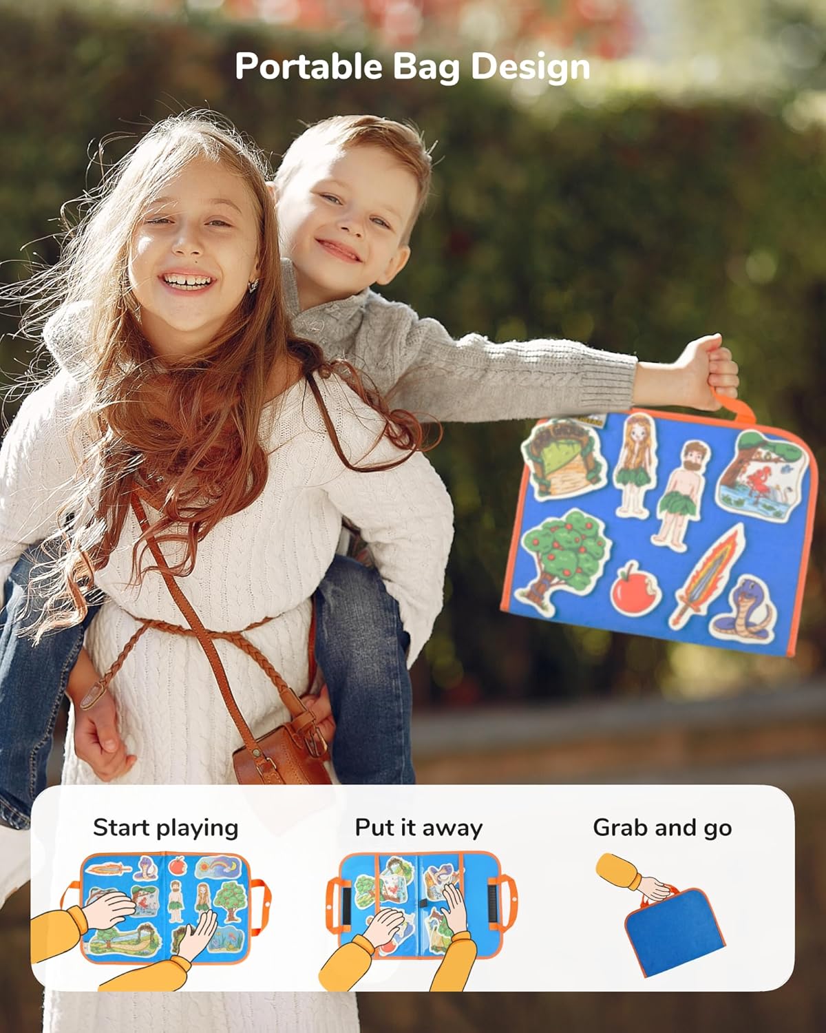 CHEFAN 12 Pack Felt Board Bible Stories Pieces,Flannel Board Stories for Preschool Activities Included a Felt Bag