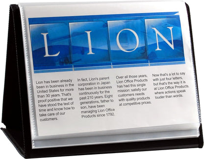Lion Flip-N-Tell Display Book-N-Easel, Letter, 20 Double Sided Pockets, Vertical, 1 Easel Display Book (39009-V)