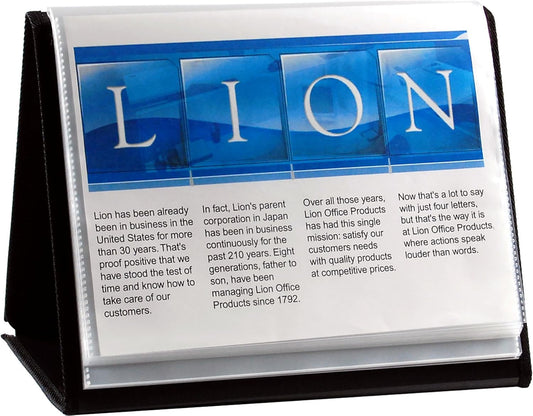 Lion Flip-N-Tell Display Book-N-Easel, Letter, 20 Double Sided Pockets, Vertical, 1 Easel Display Book (39009-V)