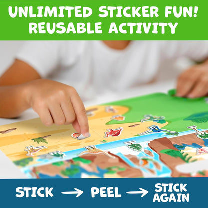 Sticker Book for Toddlers 1-3 - Reusable Sticker Book for Toddlers 2-4 Years, Stickers for Kids, Toddler Travel Toys, Airplane Toys for Toddler 1-3 - Birthday Gifts for 3 Year Old Boys, Girls 2-4