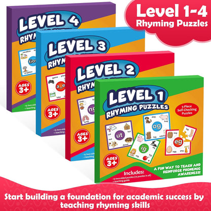 Torlam Phonics Puzzle, Rhyming Games Phonics Games Flash Cards for Kids Toddler, Learn to Read Spelling Reading Sight Words, Long Vowel Silent E Site Words for Preschool Kindergarten Homeschool