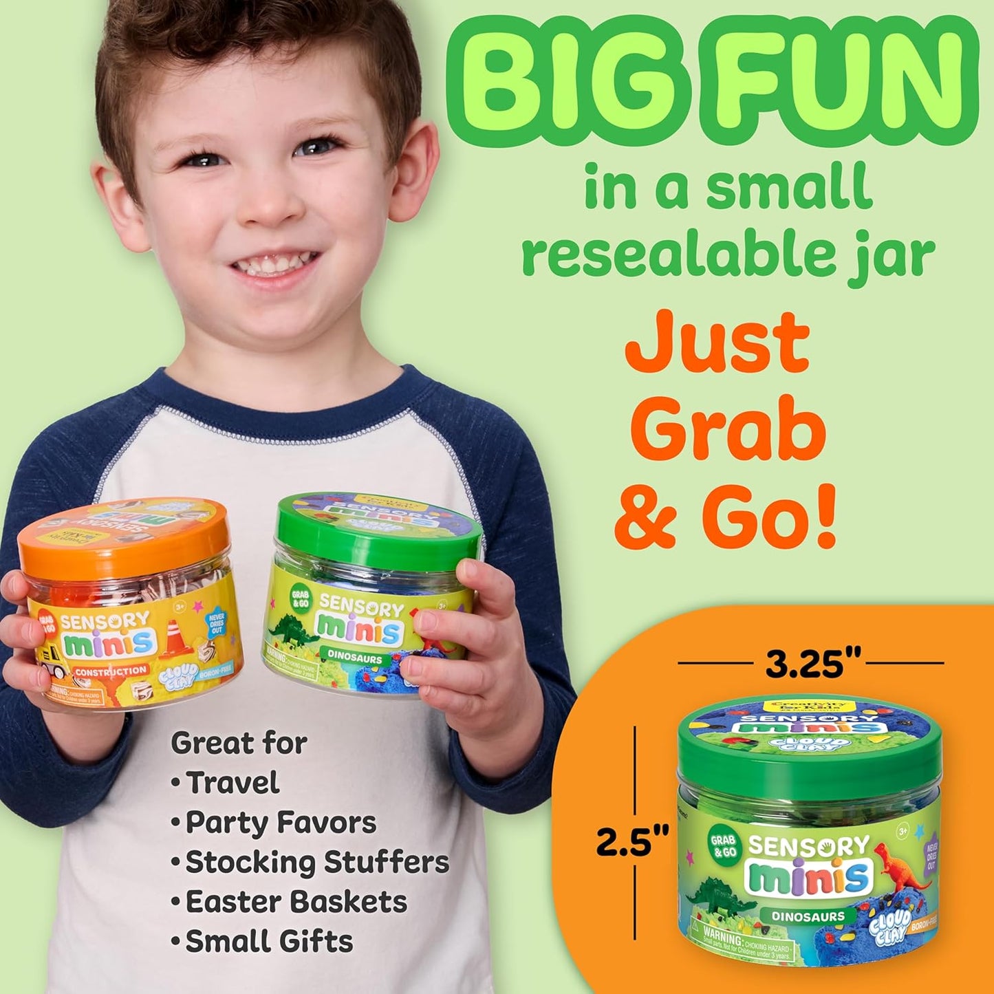 Creativity for Kids Sensory Minis Construction Kit | Cloud Clay Sensory Toy with Excavator for Kids | Spring Crafts that are Mess-Free, Screen-Free Travel Toy (Ages 3+)