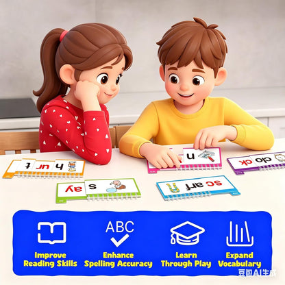 Phonics Word Family Flip Books, 40 Sets CVC Spelling Flash Cards, Educational Sight Words Reading Games, Preschool Kindergarten Learning Toys for Kids, Phonics Spelling Reading Games for Boys Girls