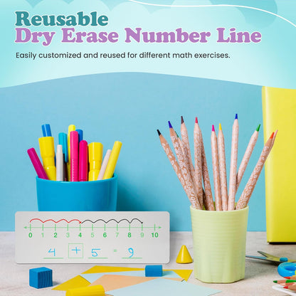 Dry Erase Number Line, Double Sided Whiteboard, 1 Pack 4x12, Side 1 1-10 Side 2 1-20 with Blank Math Sentence