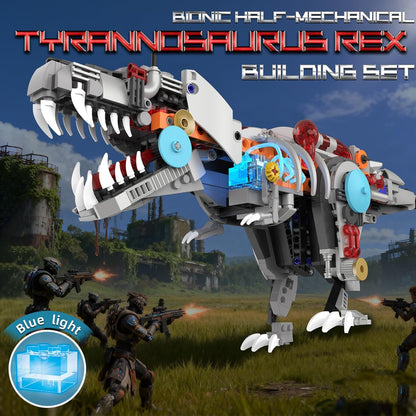 Mechanical T-Rex Dinosaur Building Set with Lights, Rotatable Components & Display Stand, STEM Building Toy for Boys 8-14, Home Office Decor for Adults, Mechanical Enthusiasts (730PCS)
