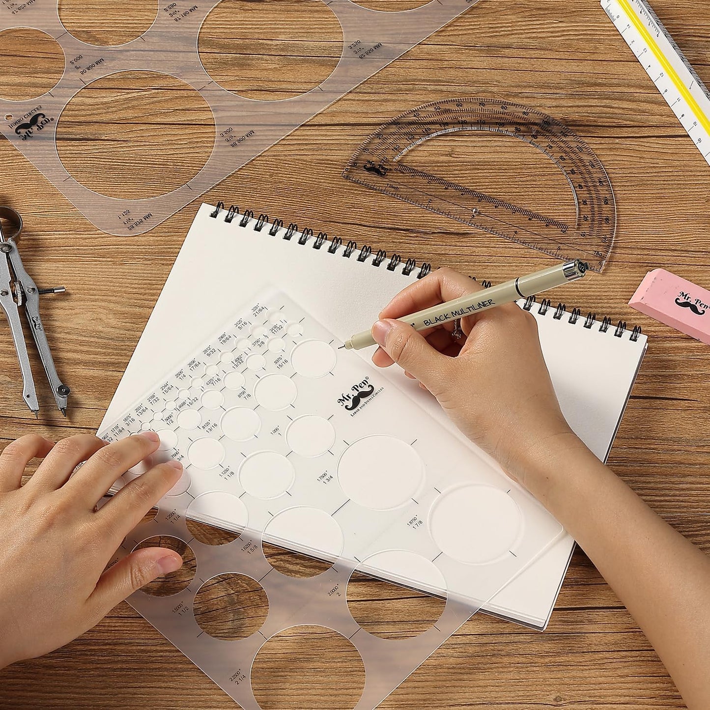 Mr. Pen Circle Templates - Large & Small Sizes, Circle Stencil & Ruler for Drafting & Drawing