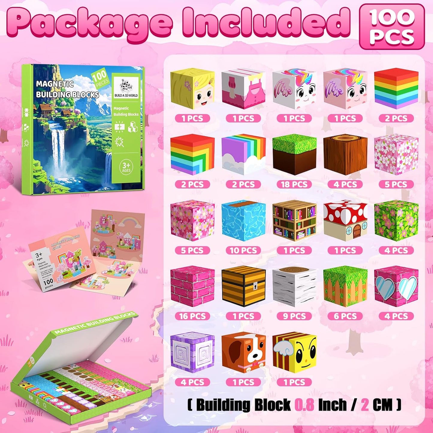 Magnetic Blocks, 150PCS Magnetic Building Blocks, Stacking Magnets for Kids, Sensory Toy for STEM Constructions Magnet Blocks for Girls Age 3+, Christmas Birthday Gifts (Snow Castle)