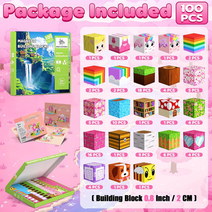 Magnetic Blocks, 150PCS Magnetic Building Blocks, Stacking Magnets for Kids, Sensory Toy for STEM Constructions Magnet Blocks for Girls Age 3+, Christmas Birthday Gifts (Snow Castle)
