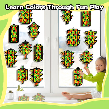 32 Sets Outer Space Suncatchers Craft Kit DIY Window Stained Glass Effect Planet Astronaut Alien Paper Crafts Home School Classroom Decoration Kid Birthday Gift Creative Art Project Activity Game - Colors A