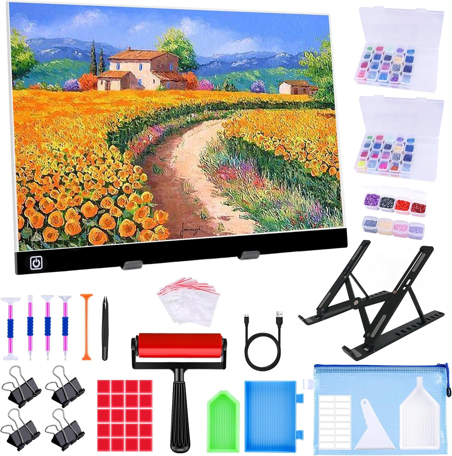 Ratukall 183PCS A4 Diamond Painting Light Pad Kit, Light Board for Diamond Painting Accessories, Tracing Light Box with 5D Painting Tools Set for Full Drill & Partial Drill Art