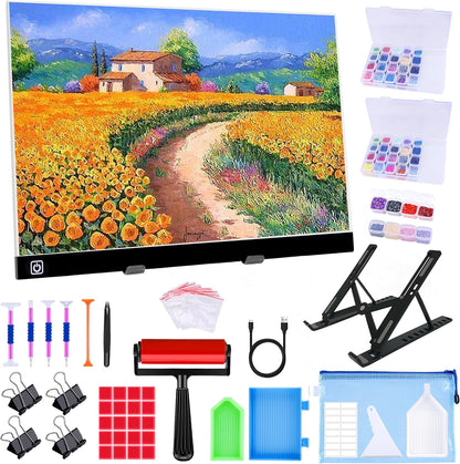 Ratukall 183PCS A4 Diamond Painting Light Pad Kit, Light Board for Diamond Painting Accessories, Tracing Light Box with 5D Painting Tools Set for Full Drill & Partial Drill Art