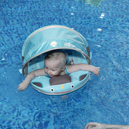 Baby Pool Float with UPF50+ 3D Adjustable Canopy, Add Tail Mambobaby Float Non Inflatable Infant Floats for Pool, Cartoon Narwhal Baby Floats (NPink with Canopy-U05NPCTLUROHML01U05)
