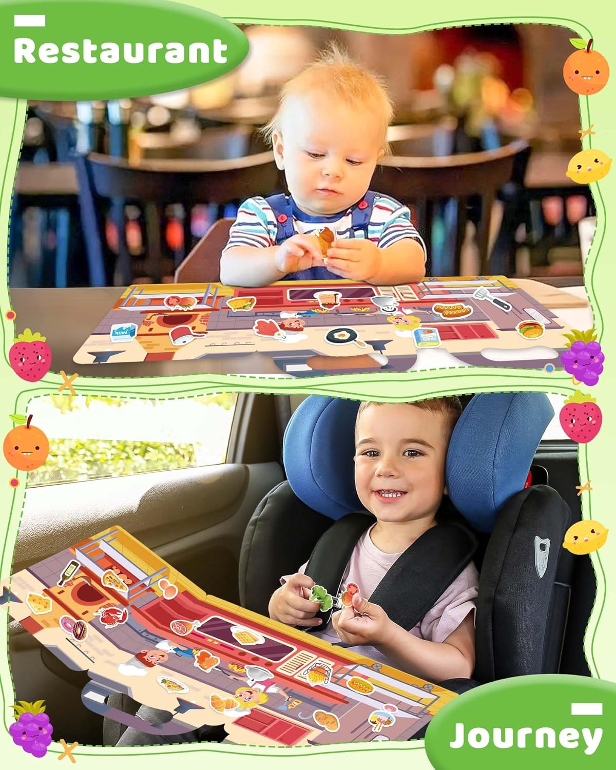 Benresive Reusable Sticker Books for Toddlers, Fun Travel Stickers for Kids, Toddler Sticker Book, Crafts Activities for Toddlers, 3 and Up Birthady Gifts - Vehicle