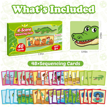 Kasfalci Sequencing Cards, Sequence Game for Kids, Speech Therapy Materials for Autism, Improve Storytelling,Social Skills, Sentence Building, Preschool Learning Activities for Classroom & Homeschool